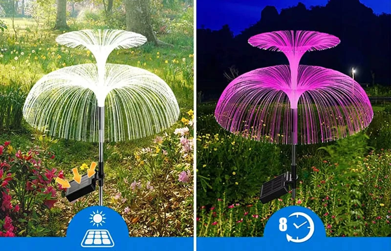 Solárne záhradné lampy Medúza RGB 2 ks