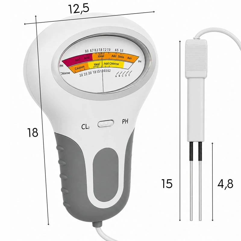 Tester kvality vody pH a chlóru s 100 testovacími pásikmi 3v1