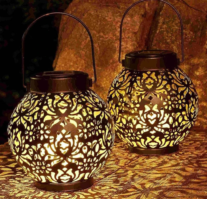 Solárny LED lampión solárny medený