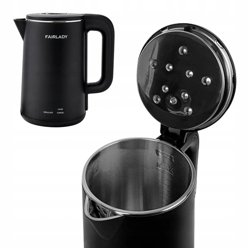 Inteligentná rýchlovarná kanvica s reguláciou teploty Fairlady 1,9 l 1500 W čierna
