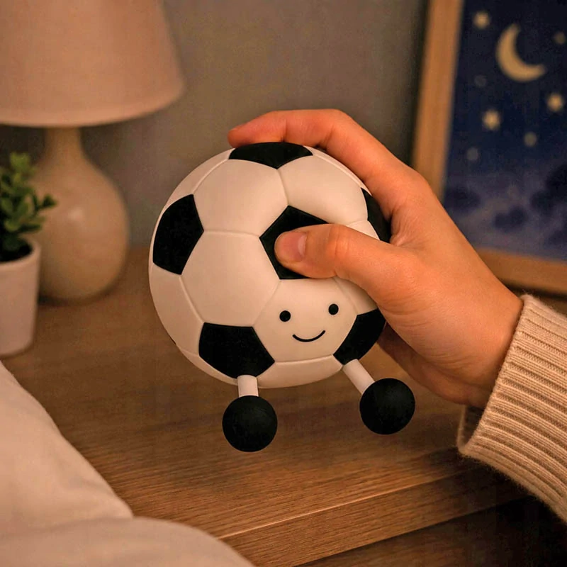 LED nočné svetlo Futbalová lopta 10 cm