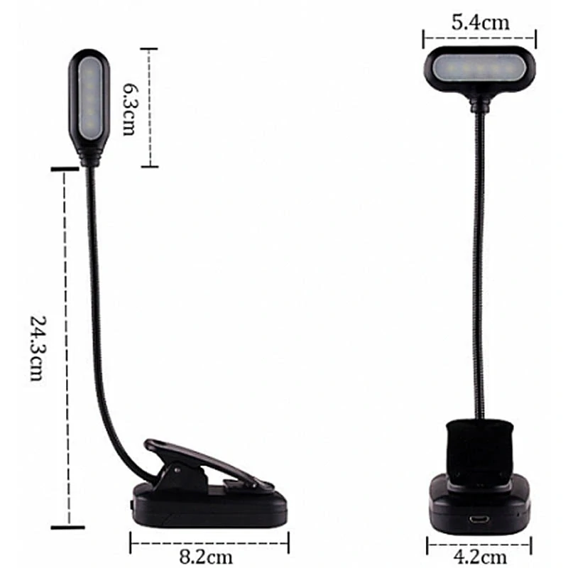 LED lampička na čítanie s klipom a USB nabíjaním