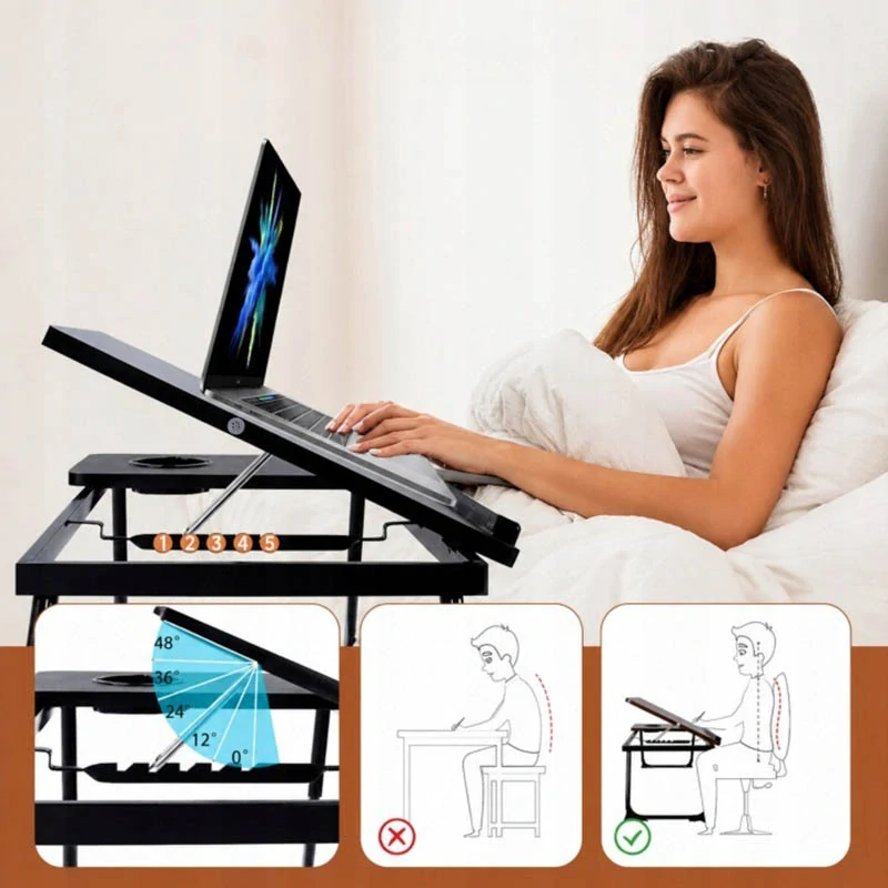 Skladací stolík pod notebook s nastaviteľným sklonom čierny