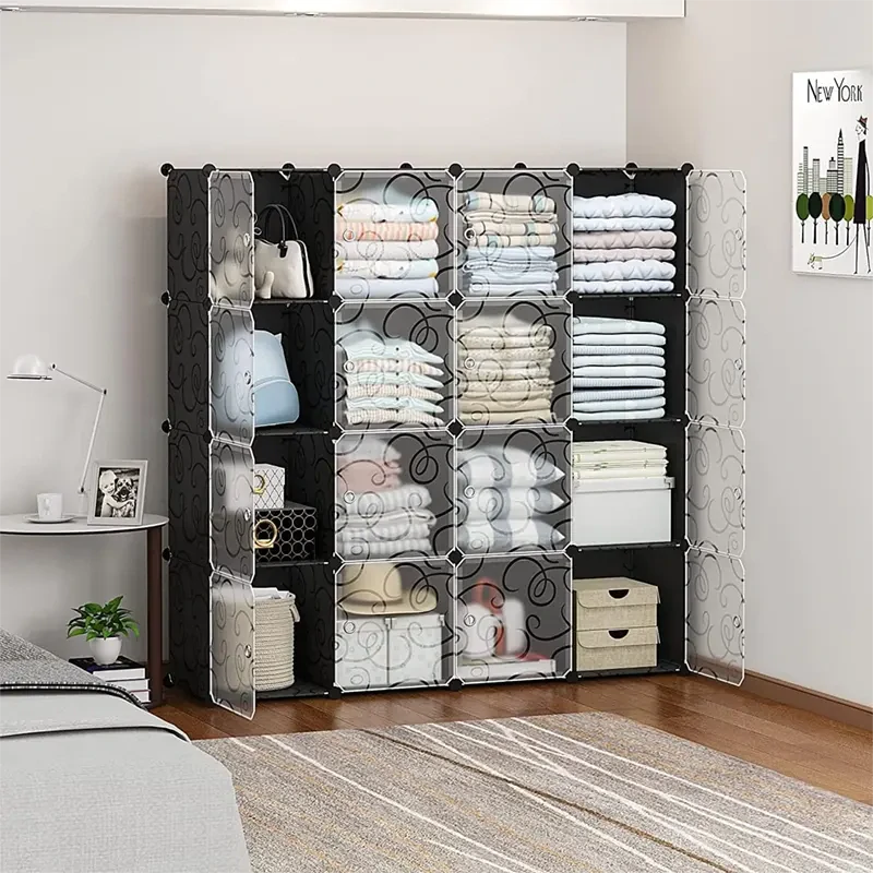 Veľká modulárna skriňa HÖGLER 16 modulov 144 x 144 x 37 cm čierna