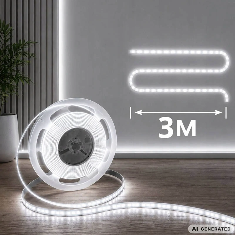 Samolepiaci LED pás 3 m USB 5 V – studené biele svetlo s vypínačom