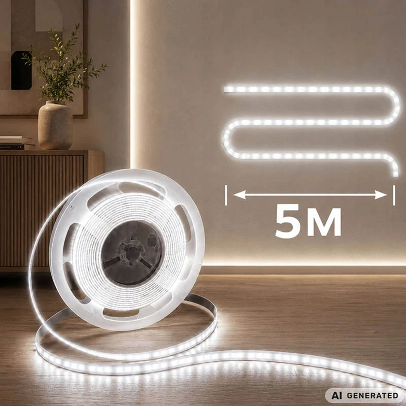Samolepiaci LED pás 5 m USB 5 V – studené biele svetlo s vypínačom