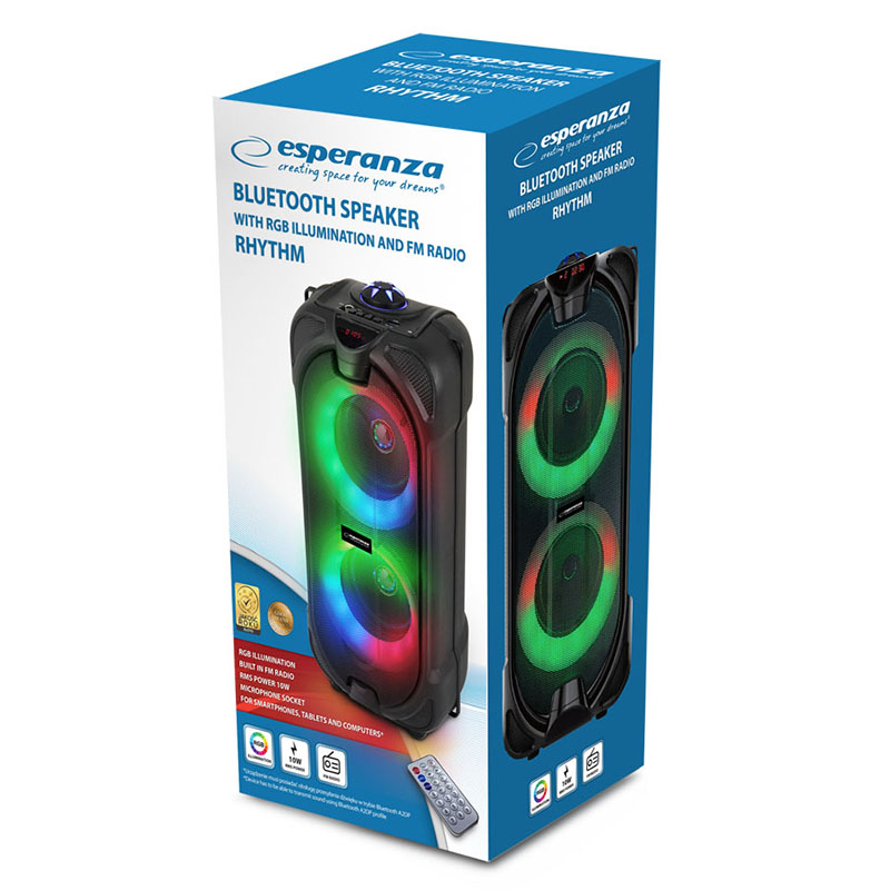 Bluetooth reproduktor Esperanza RHYTHM 10 W s RGB podsvietením