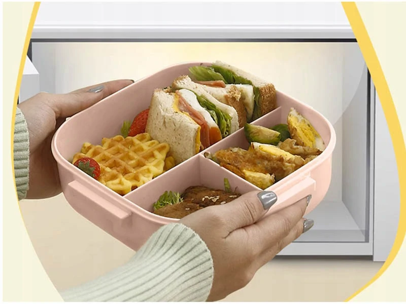 Lunch box s 3 priehradkami a príborom na desiatu aj obed ružový