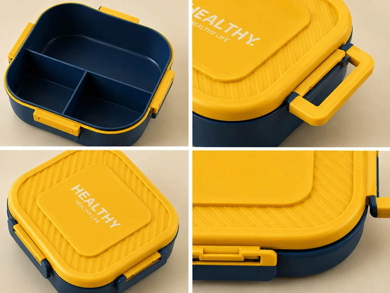 Lunch box s 3 priehradkami a príborom na desiatu aj obed zelený