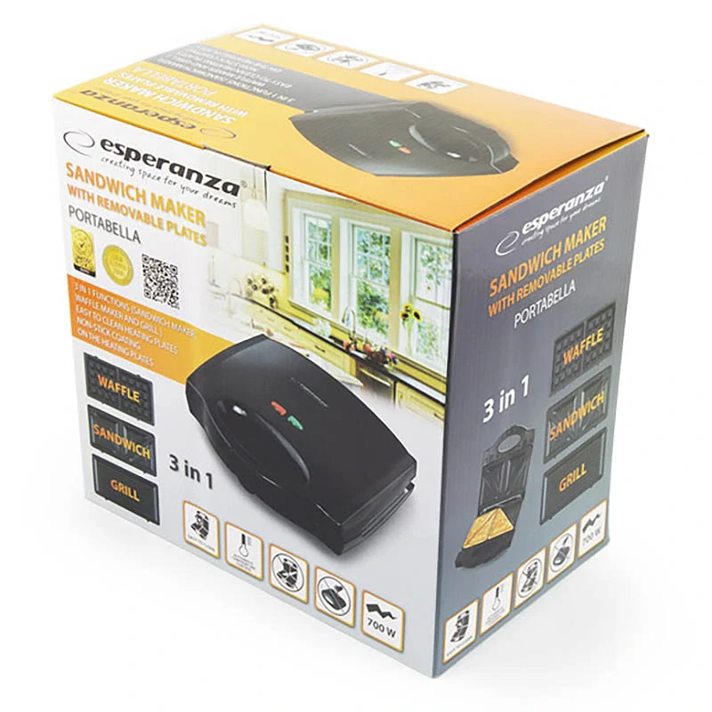 Sendvičovač 3 v 1 Esperanza PORTABELLA 700 W