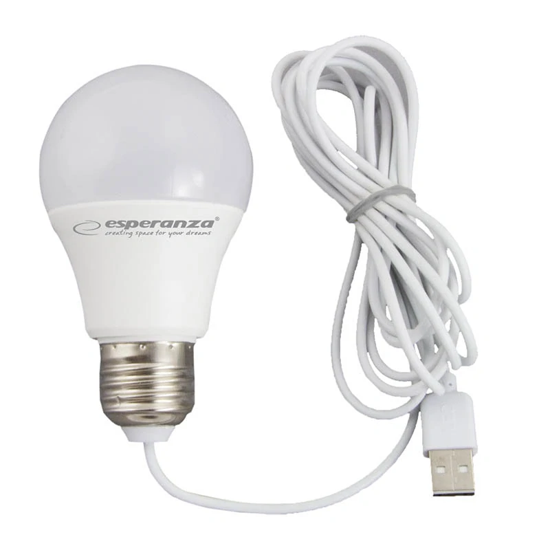 USB LED žiarovka Esperanza 5 W s káblom 2,5 m