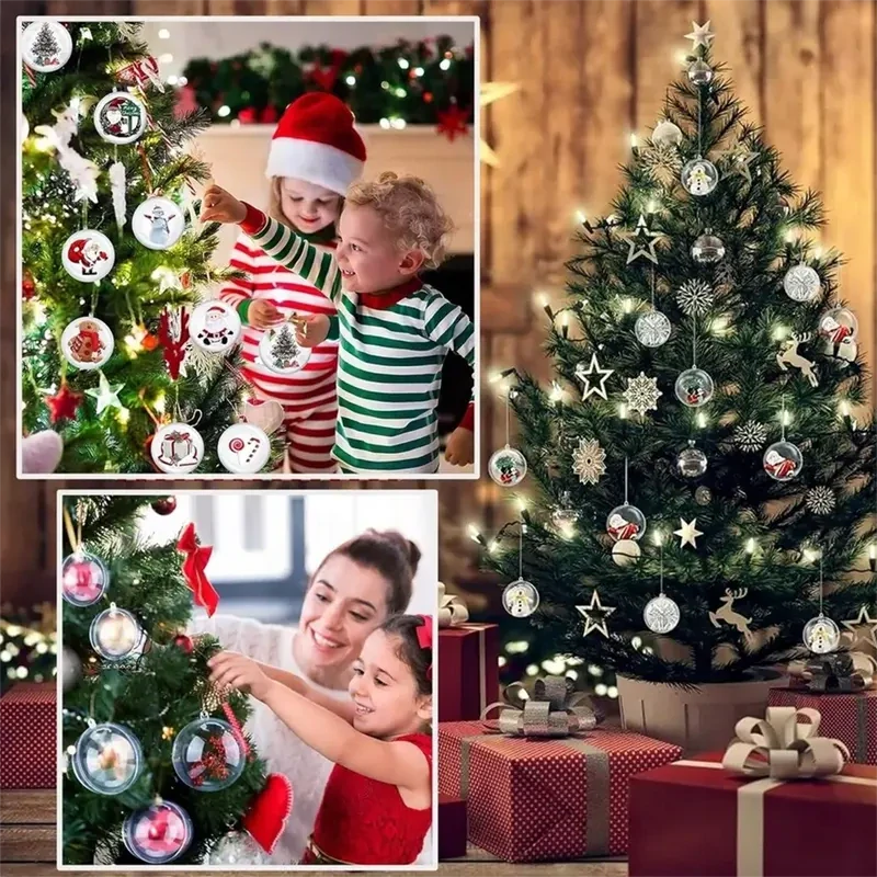 Priehľadné akrylové vianočné gule 12 cm – 5 ks