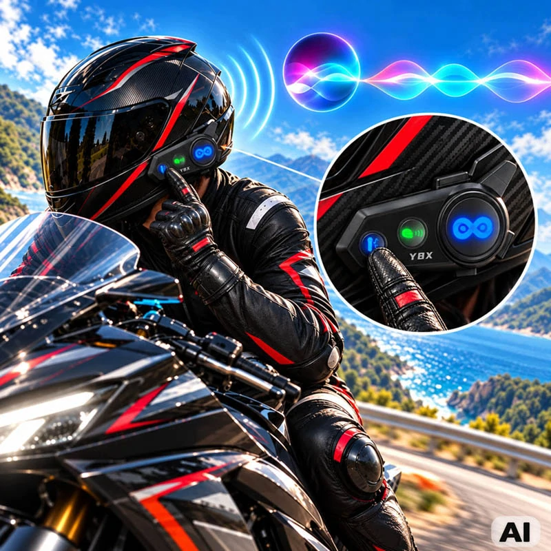 Motocyklový interkom Y8X Mesh Bluetooth pre 8 používateľov