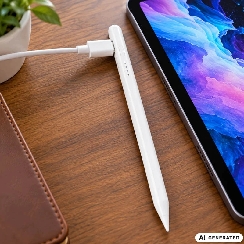Aktívne dotykové pero na tablet a telefón – USB-C, 2 mm, biele