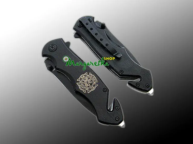 Nôž záchranársky KANDAR Fire Dept black 21/9cm