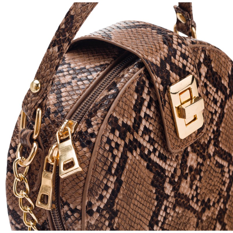 CAVALDI Kabelka kožená okrúla camel/black