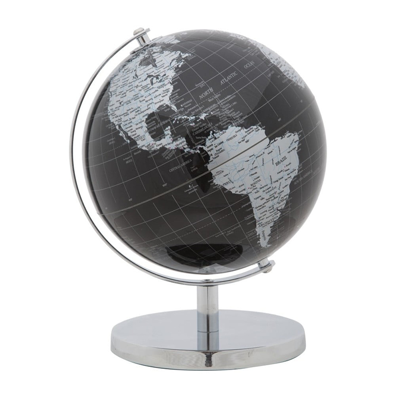 Glóbus na kovovom podstavci black/silver