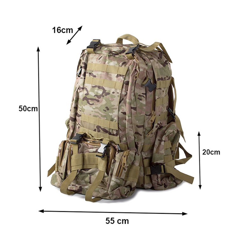 Taktický vojenský ruksak na prežitie 45l + 3,5l camouflage light moro