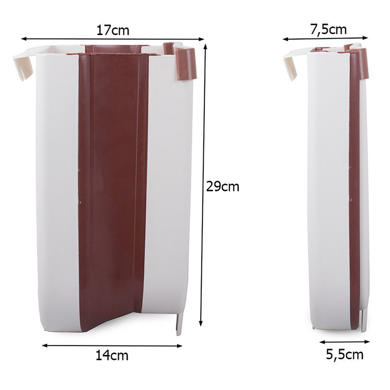 Skladací kôš tmavohnedý na zavesenie BIO na skrinku, zásuvku, dvierka