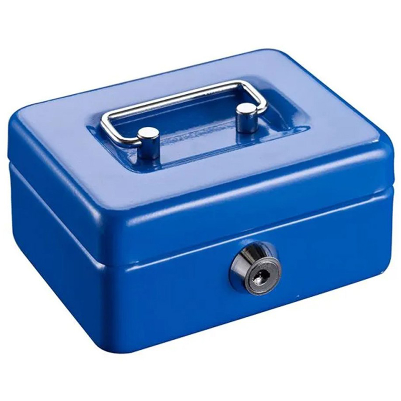 Trezor kovový 15 x 12 x 8cm modrý