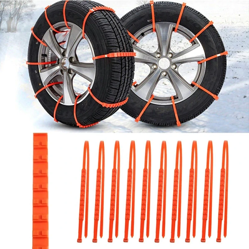 Umelé snehové reťaze na auto 10 ks oranžové