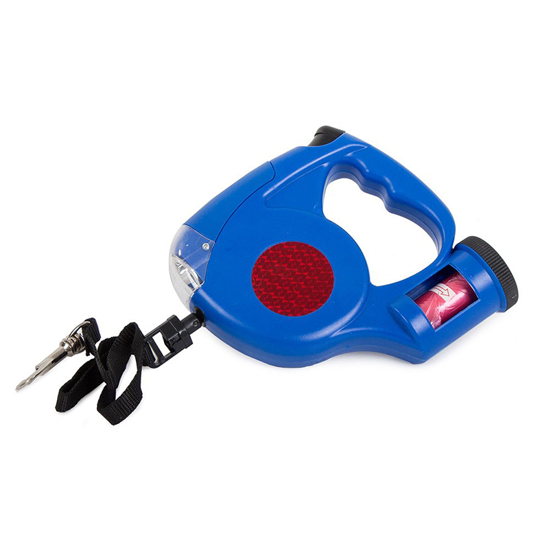 Vodítko pre psa automatické 5m s LED baterkou a vreckami