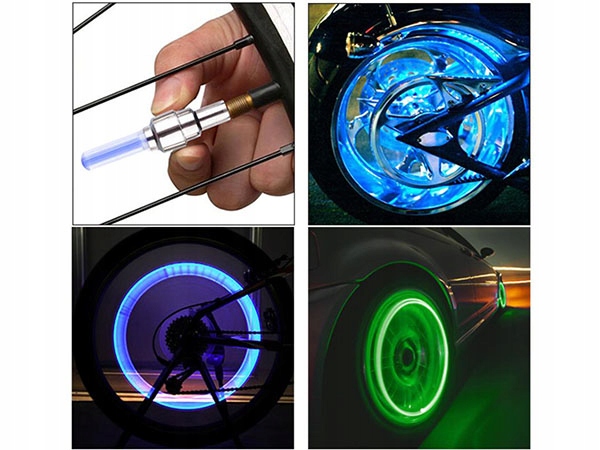 Ventily svietiace zelené dlhé 2ks