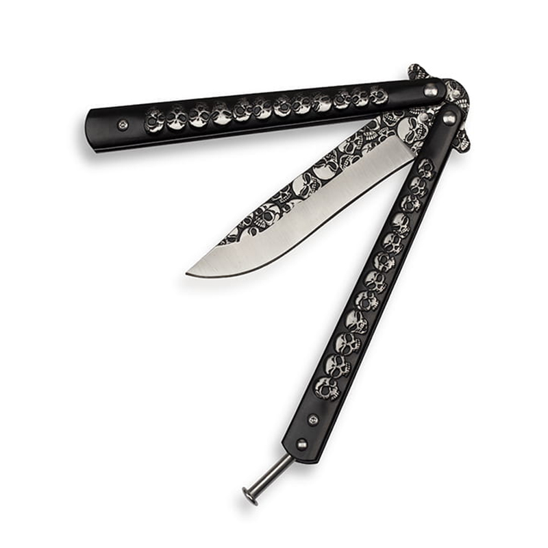 Nôž motýlik Kandar Black Skull