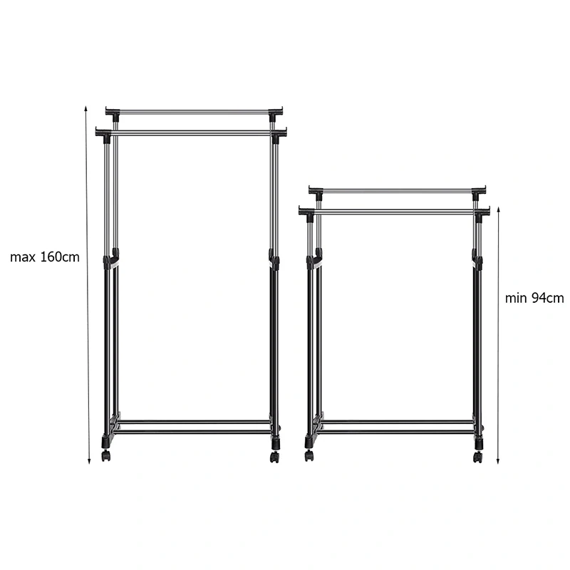 Dvojitý hliníkový vešiak na kolieskach