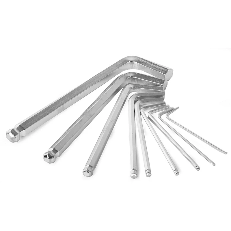 Sada imbusových kľúčov s guličkou 1,5-10mm (stredné 9ks)