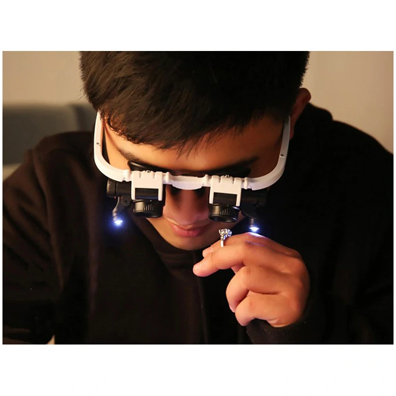 Okuliare hodinárske LED – lupa so zväčšením 8× až 23×