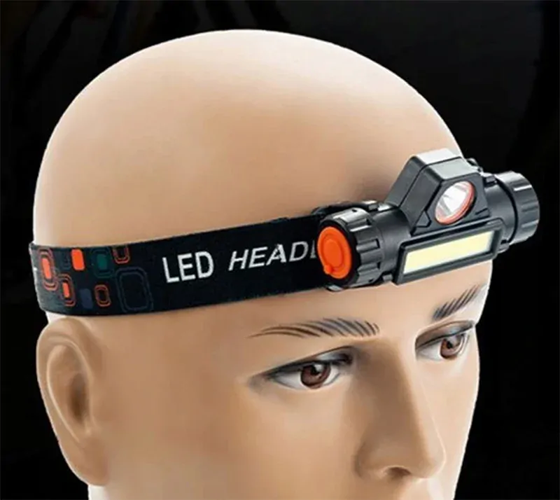 Čelová baterka LED COB 4v1