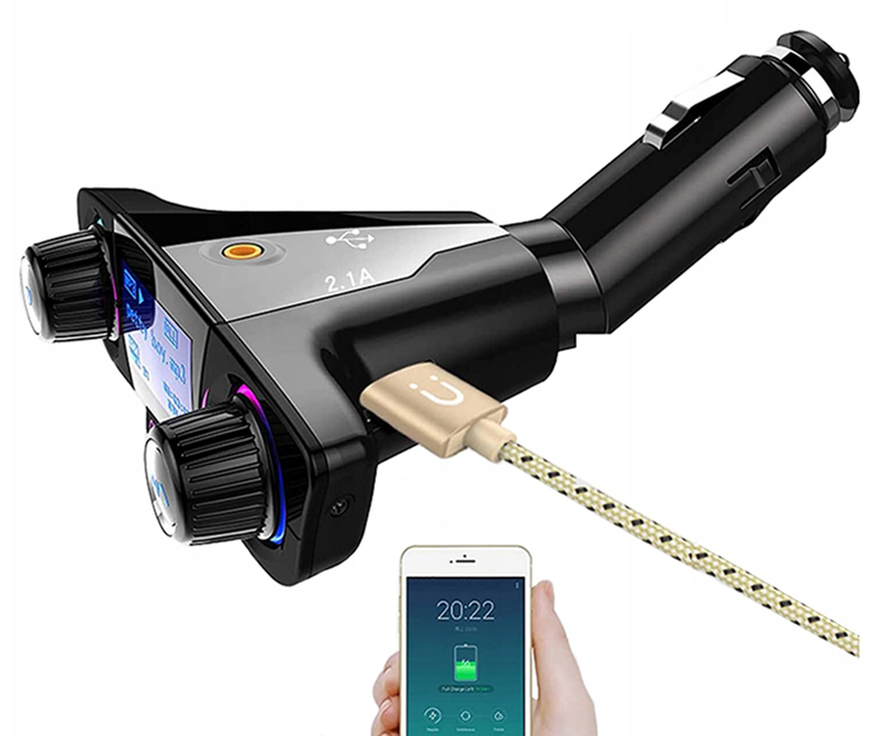 FM Transmitter Bluetooth USB 5.0 multifunkčný 8v1