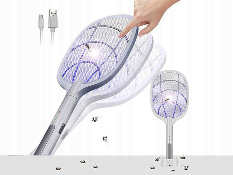 Elektronická UV plácačka na muchy, ovady, komáre biela