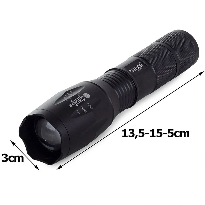 Výkonná LED baterka Bailong XM-L3-U3 so zoomom a signalizačnou nadstavbou