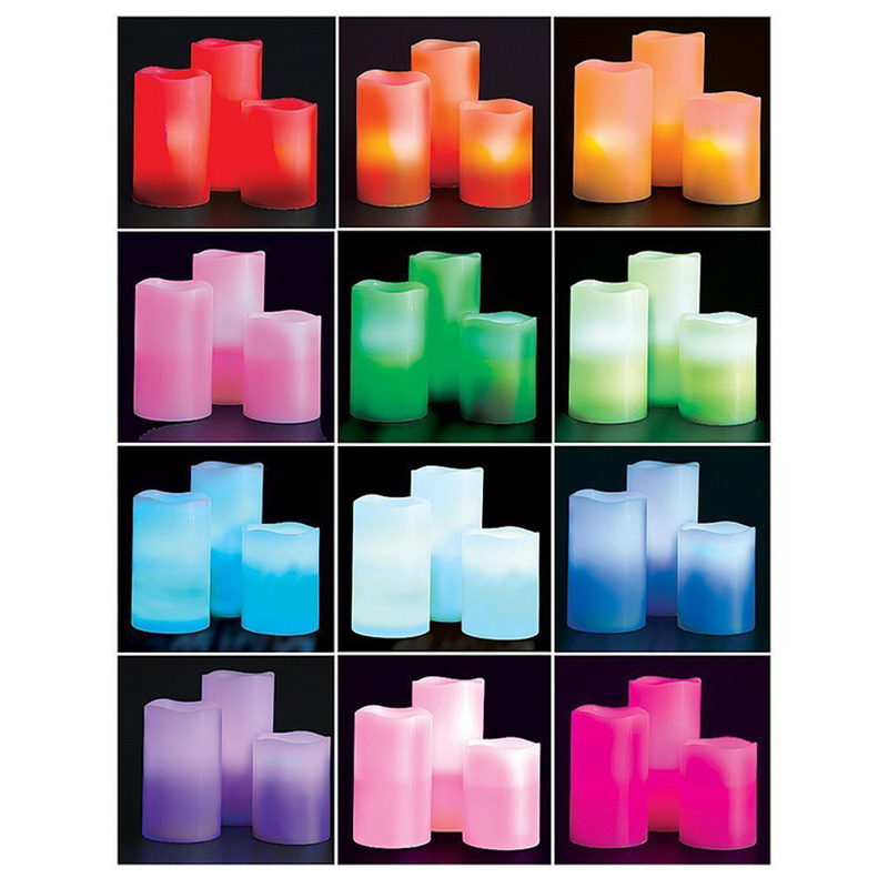LED RGB sviečky 3ks na diaľkové ovládanie 12 farieb