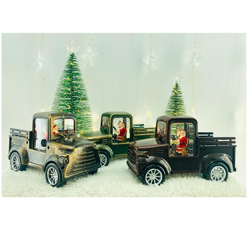 Autíčko vianočné LED s Mikulášom, vodou a trblietkami