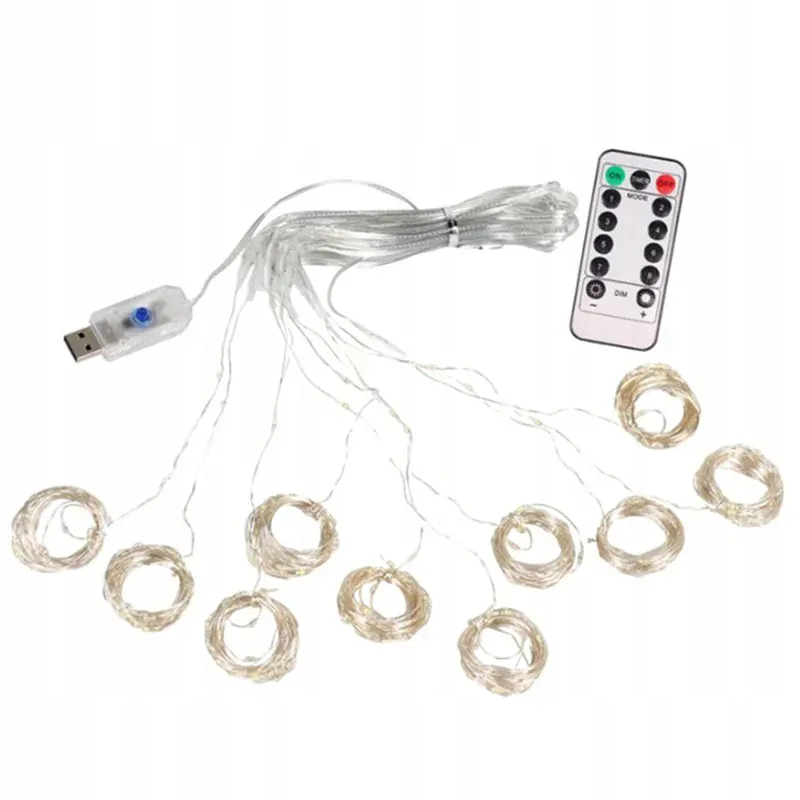 Svetelný záves 300 LED teplá biela USB 5V