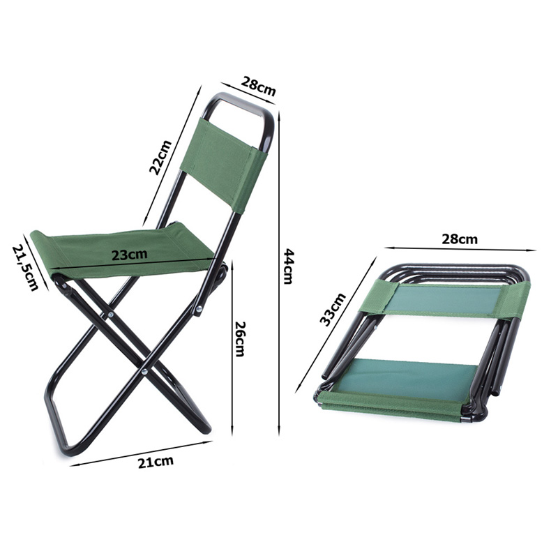 Turistická skladacia stolička s operadlom zelená