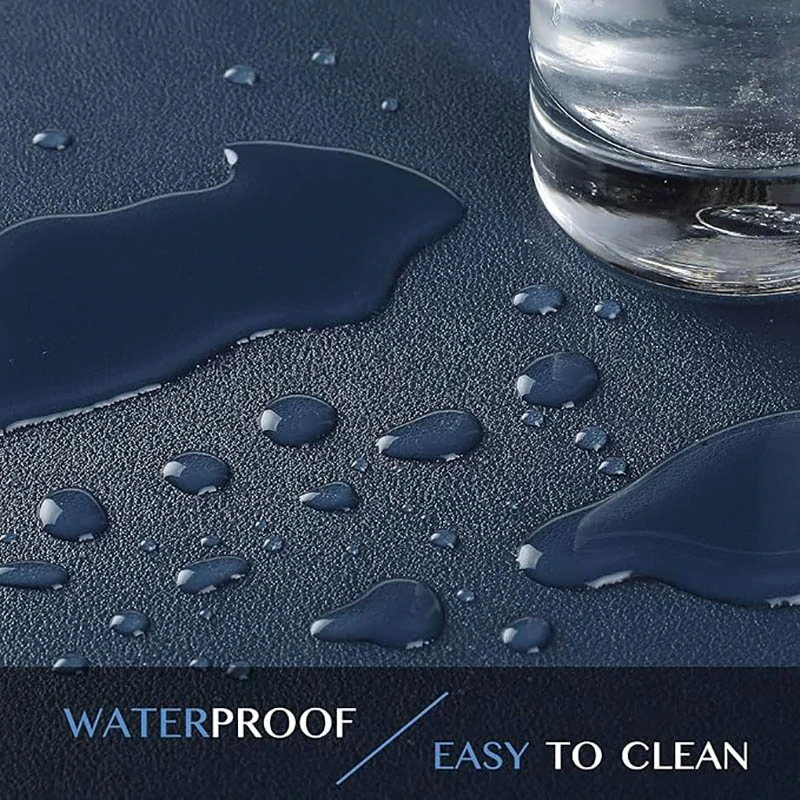 Podložka na stôl z PU kože 80 × 40 cm obojstranná tmavomodrá / žltá