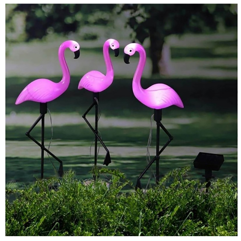 Solárna záhradná lampa - plameniak