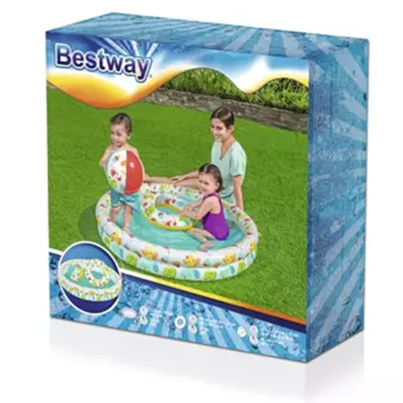 Bestway Detský nafukovací bazén 122cm s loptou a kolesom