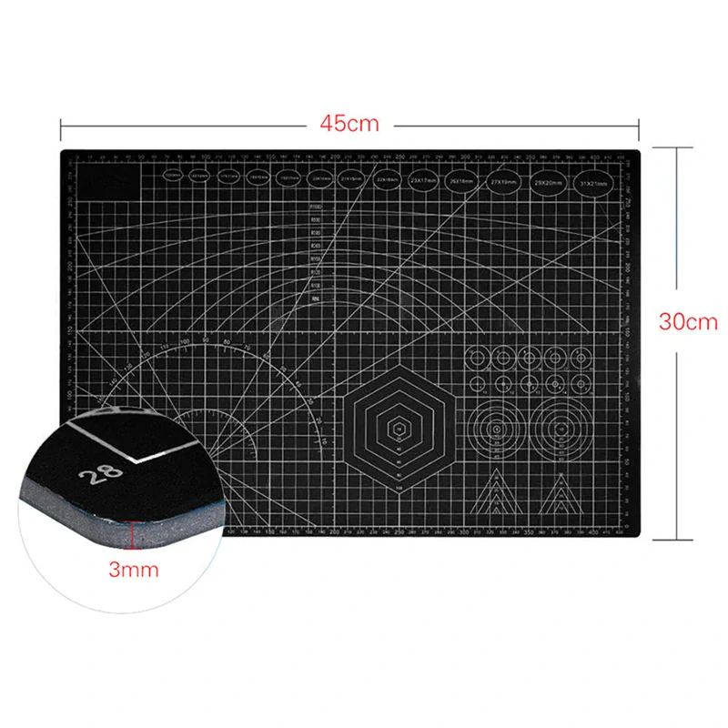 Modelárska podložka na rezanie A3 obojstranná čierna