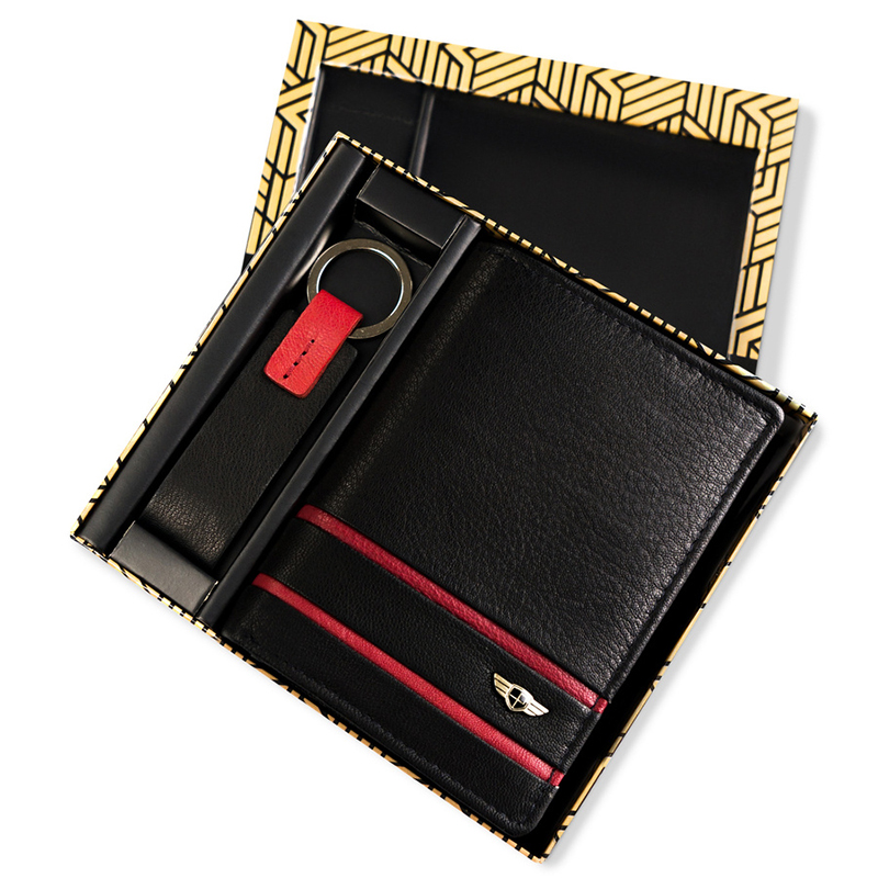 Darčeková sada PETERSON - Peňaženka s príveskom PK-2-N4 čierna/červená