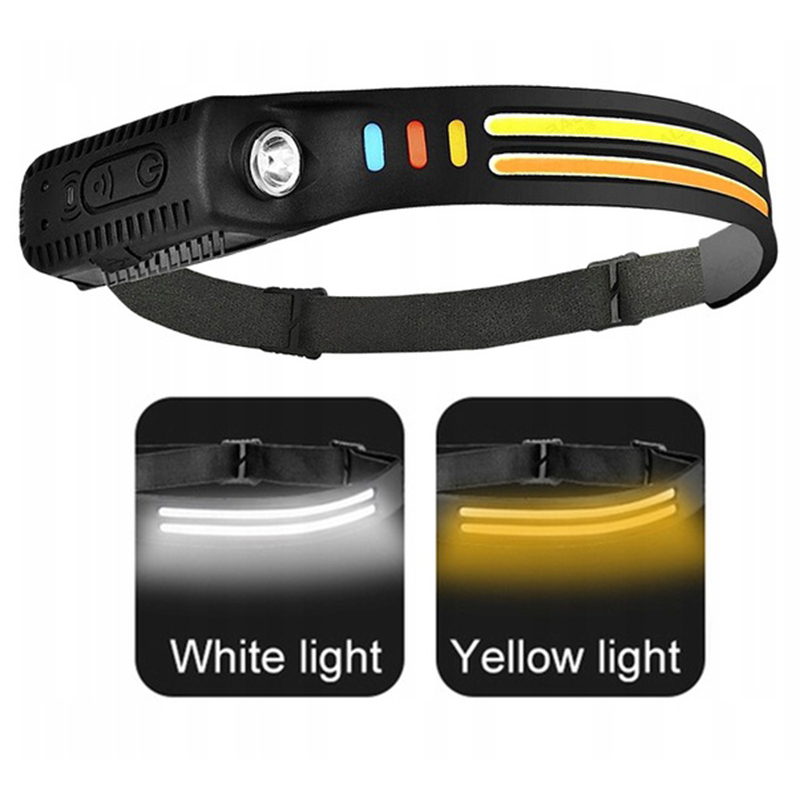 Čelová baterka 2LED COB bezdotyková