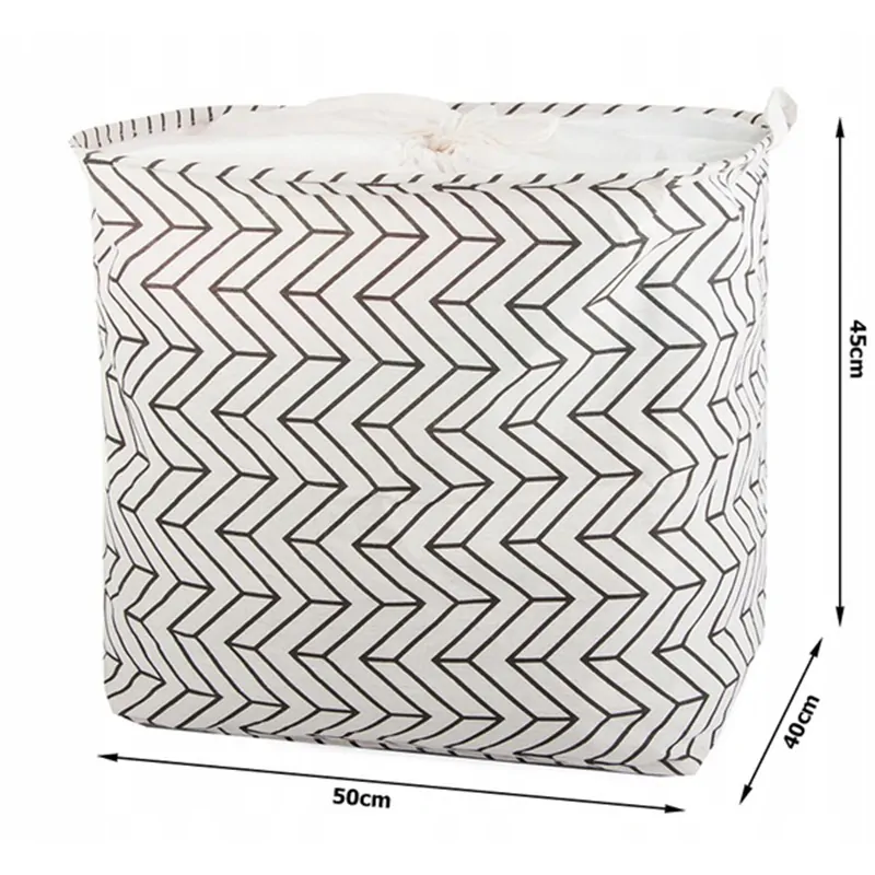 Kôš na prádlo - moderný organizér štvorec čierno-biely 90L