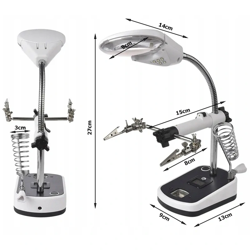 Sada Tretia ruka LED s lupou 10x a stojanom na spájkovačku