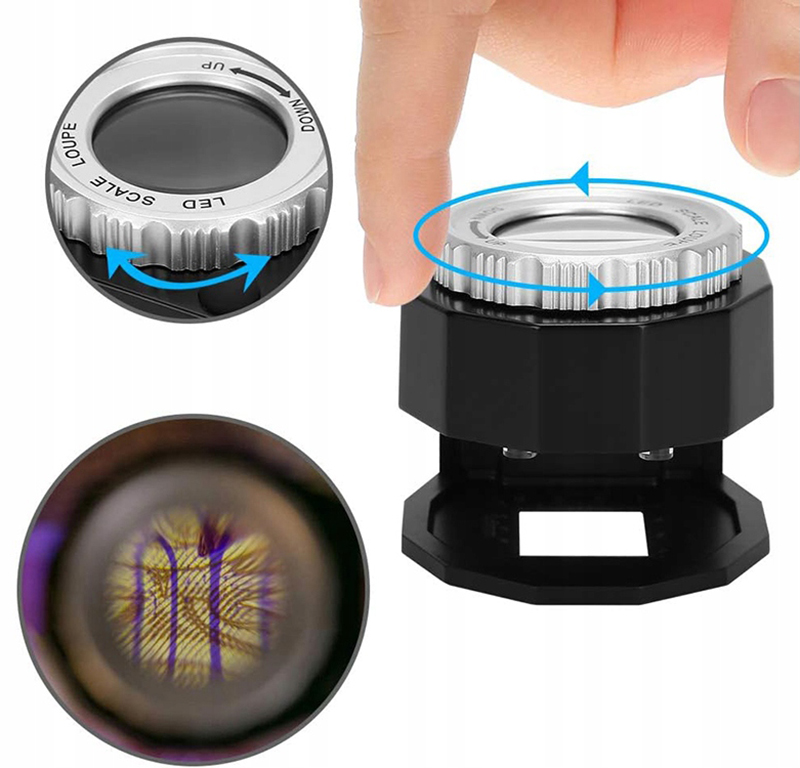 Vrecková UV lupa 3LED 30x