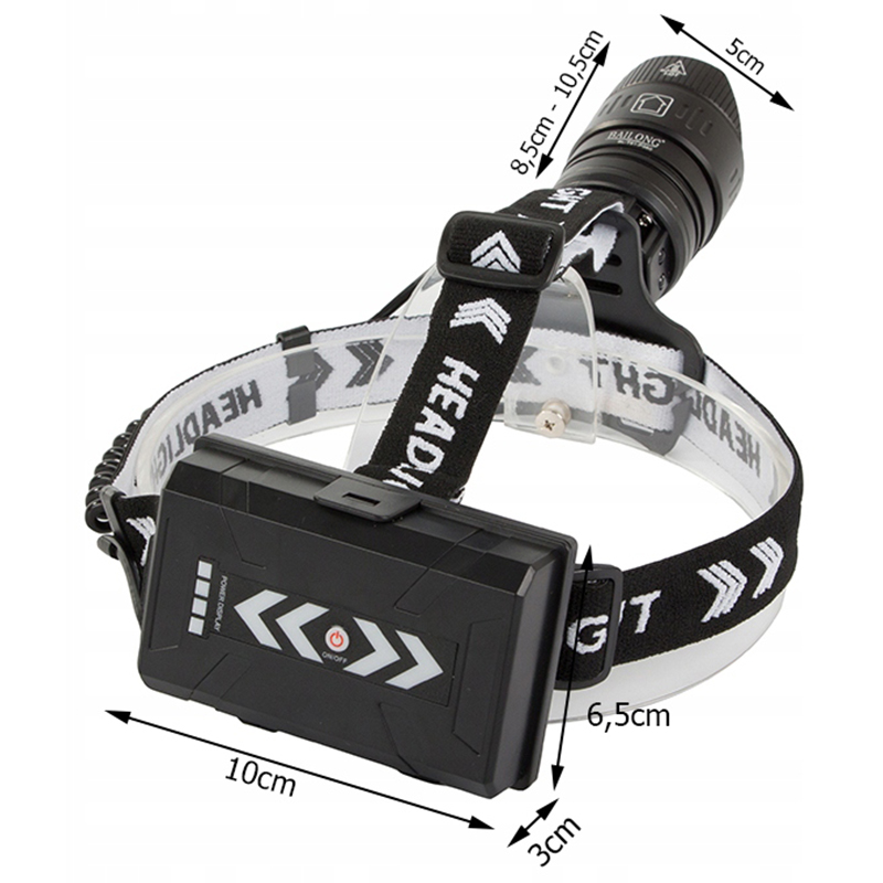 Bailong T51-P360 - Taktická čelová baterka