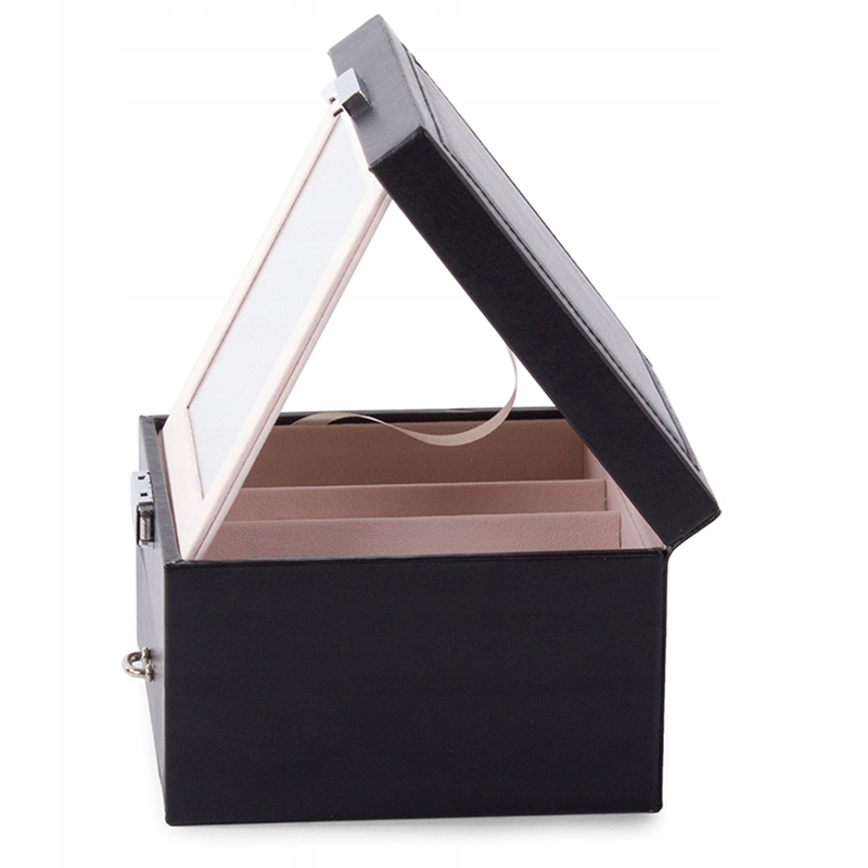 Šperkovnica na bižutériu a šperky čierna 16x16x11cm